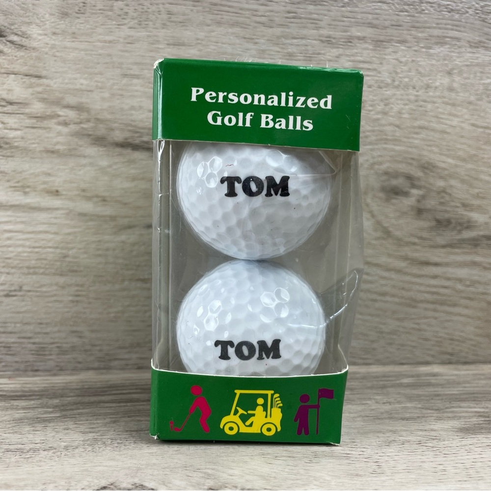 2 New Golf Balls - Tom - Gift Present Golfing Sports
